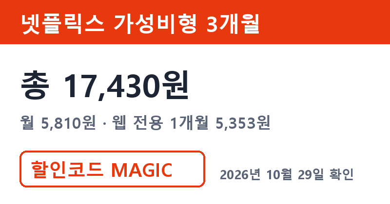겜스고 넷플릭스 가격 총 17,430원 겜스고 할인 MAGIC